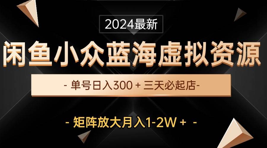 最新闲鱼小众蓝海虚拟资源，单号日入300＋，三天必起店，矩阵放大月入1-2W安创网-网创项目资源站-副业项目-创业项目-搞钱项目安创网