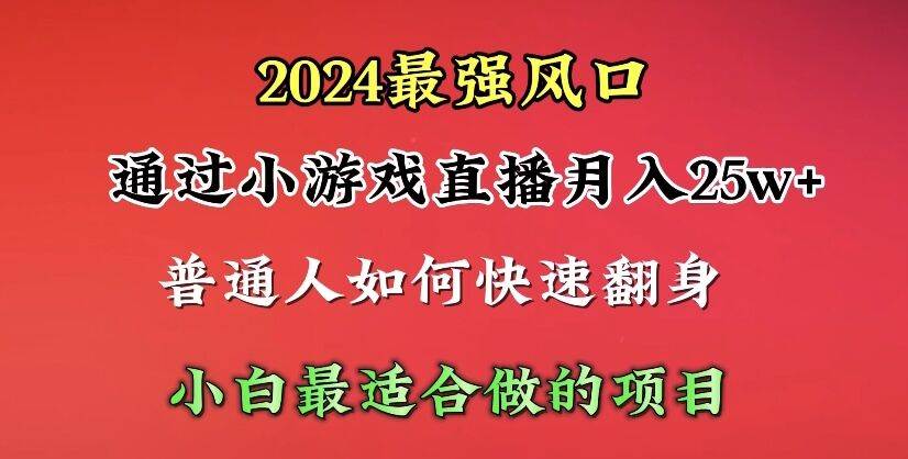 2024年最强风口，通过小游戏直播月入25w+单日收益5000+小白最适合做的项目安创网-网创项目资源站-副业项目-创业项目-搞钱项目安创网