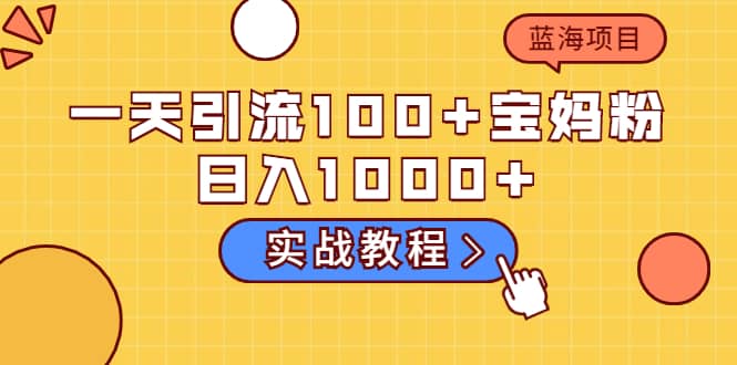 一天引流100+宝妈粉，日入1000+的蓝海项目（实战教程）安创网-网创项目资源站-副业项目-创业项目-搞钱项目安创网