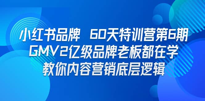 小红书品牌 60天特训营第6期 GMV2亿级品牌老板都在学 教你内容营销底层逻辑安创网-网创项目资源站-副业项目-创业项目-搞钱项目安创网