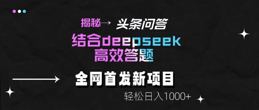 揭秘头条问答新玩法！结合deepseek高效答题，轻松日入1000+安创网-网创项目资源站-副业项目-创业项目-搞钱项目安创网