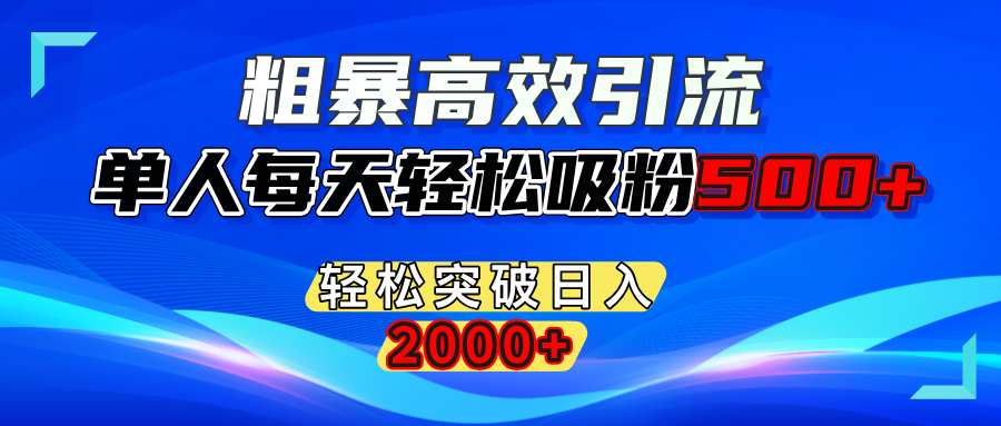粗暴高效引流,单人每天轻松吸粉500+,轻松突破日入2000+安创网-网创项目资源站-副业项目-创业项目-搞钱项目安创网