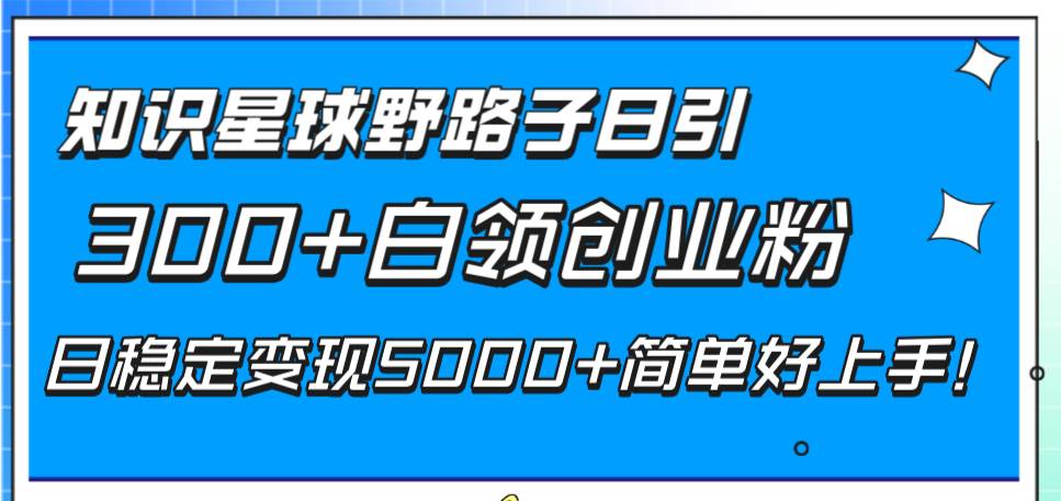知识星球野路子日引300+白领创业粉，日稳定变现5000+简单好上手！安创网-网创项目资源站-副业项目-创业项目-搞钱项目安创网