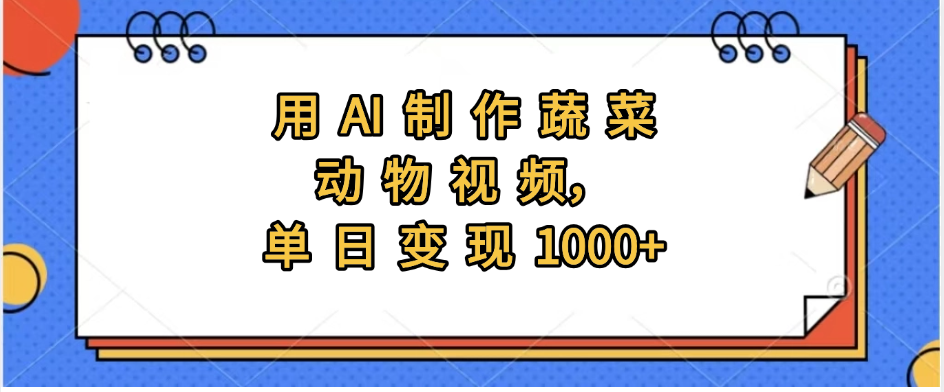 用AI制作蔬菜动物视频，实现日入1000+安创网-网创项目资源站-副业项目-创业项目-搞钱项目安创网