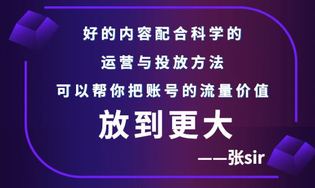 张sir账号流量增长课，告别海王流量，让你的流量更精准安创网-网创项目资源站-副业项目-创业项目-搞钱项目安创网