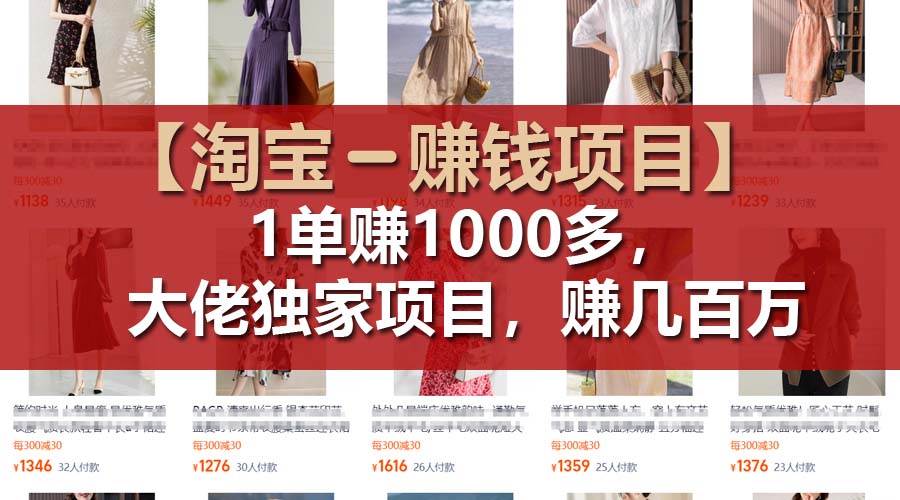 【淘宝赚钱项目】1单可赚1000多，大佬独家项目，年赚几百万安创网-网创项目资源站-副业项目-创业项目-搞钱项目安创网