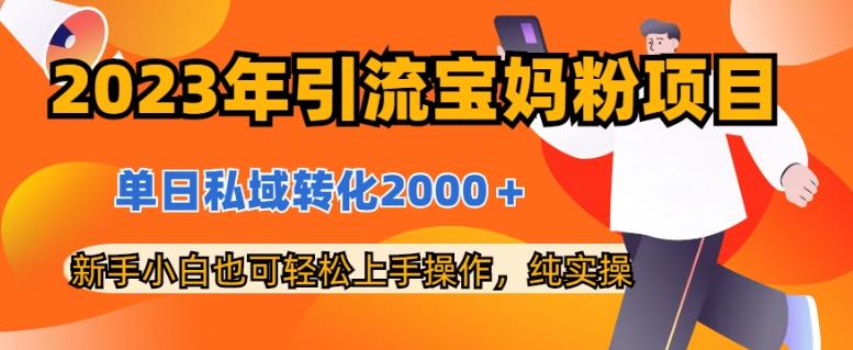 2023年引流宝妈粉项目，单日私域转化2000＋，新手小白也可轻松上手操作，纯实操安创网-网创项目资源站-副业项目-创业项目-搞钱项目安创网