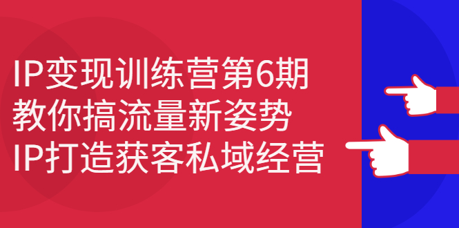 IP变现训练营第6期：教你搞流量新姿势，IP打造获客私域经营安创网-网创项目资源站-副业项目-创业项目-搞钱项目安创网