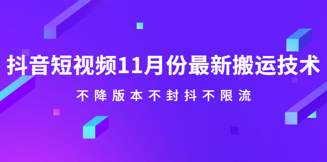 抖音短视频11月份最新搬运技术，不降版本不封抖不限流！【视频课程】安创网-网创项目资源站-副业项目-创业项目-搞钱项目安创网