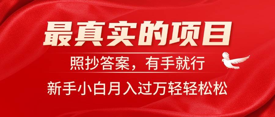 最真实的项目，照抄答案，有手就行，新手小白月入过万轻轻松松安创网-网创项目资源站-副业项目-创业项目-搞钱项目安创网