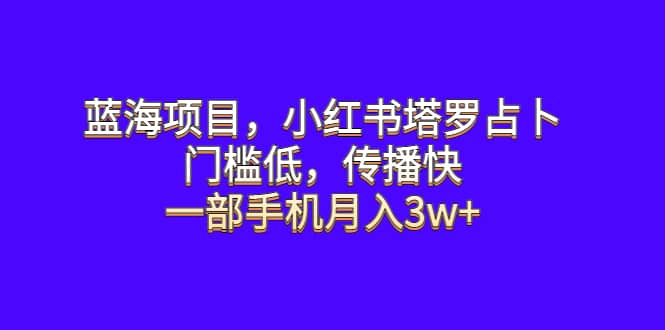 蓝海项目，小红书塔罗占卜，门槛低，传播快，一部手机月入3w+安创网-网创项目资源站-副业项目-创业项目-搞钱项目安创网