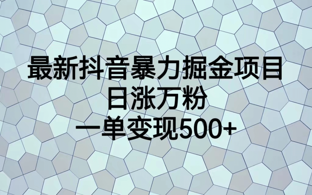 最火热的抖音暴力掘金项目，日涨万粉，多种变现方式，一单变现可达500+安创网-网创项目资源站-副业项目-创业项目-搞钱项目安创网