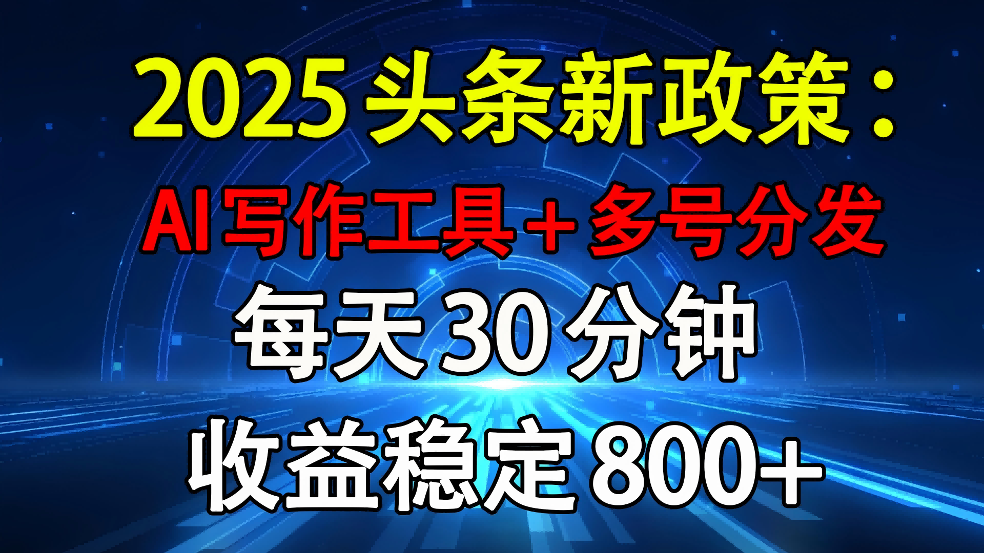 2025头条新政策：AI写作工具+多号分发 每天30分钟 收益稳定800+安创网-网创项目资源站-副业项目-创业项目-搞钱项目安创网