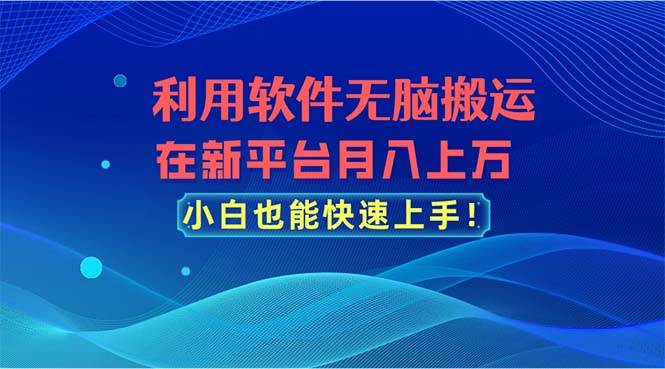 利用软件无脑搬运，在新平台月入上万，小白也能快速上手安创网-网创项目资源站-副业项目-创业项目-搞钱项目安创网