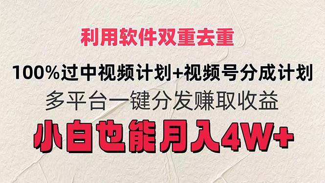 利用软件双重去重，100%过中视频+视频号分成计划小白也可以月入4W+安创网-网创项目资源站-副业项目-创业项目-搞钱项目安创网