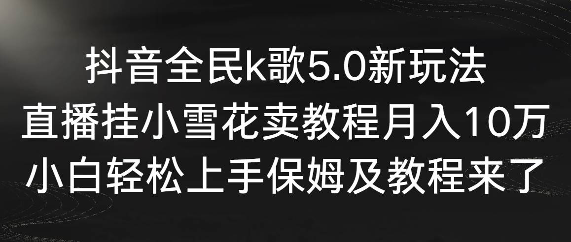 抖音全民k歌5.0新玩法，直播挂小雪花卖教程月入10万，小白轻松上手，保…安创网-网创项目资源站-副业项目-创业项目-搞钱项目安创网