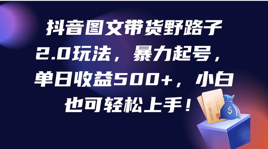 抖音图文带货野路子2.0玩法，暴力起号，单日收益500+，小白也可轻松上手！安创网-网创项目资源站-副业项目-创业项目-搞钱项目安创网