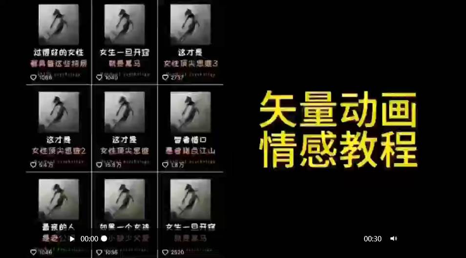 矢量动画情感教程：高点赞涨粉，适合情感、思维、创业教育等赛道安创网-网创项目资源站-副业项目-创业项目-搞钱项目安创网