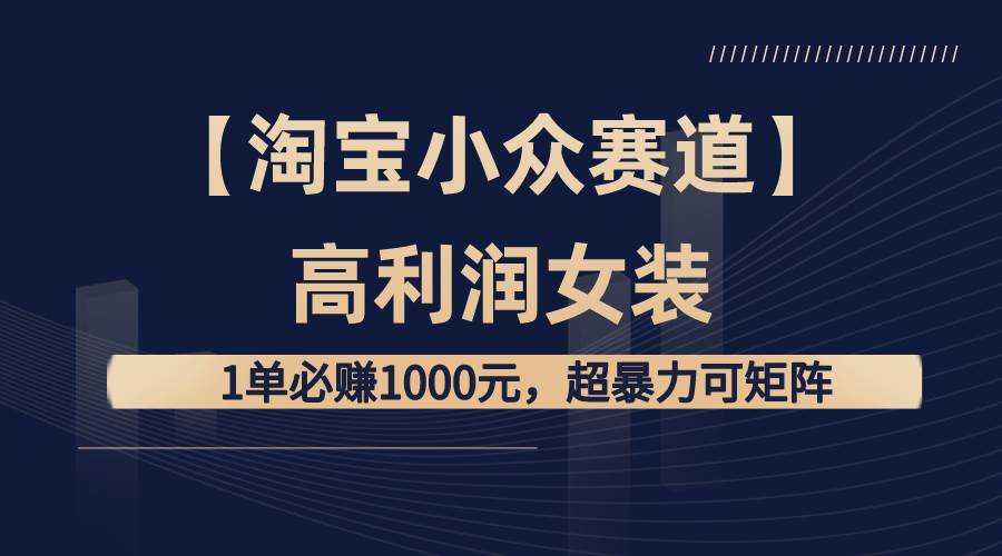 【淘宝小众赛道】高利润女装：1单必赚1000元，超暴力可矩阵安创网-网创项目资源站-副业项目-创业项目-搞钱项目安创网
