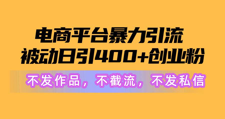 电商平台暴力引流,被动日引400+创业粉不发作品，不截流，不发私信安创网-网创项目资源站-副业项目-创业项目-搞钱项目安创网