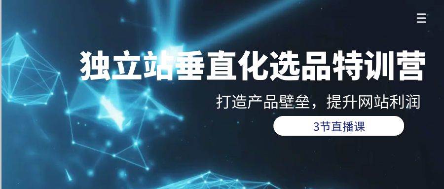 独立站-垂直化选品训练营，打造产品壁垒，提升网站利润（3节直播课）安创网-网创项目资源站-副业项目-创业项目-搞钱项目安创网