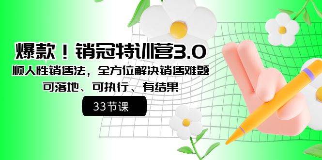 爆款！销冠特训营3.0之顺人性销售法，全方位解决销售难题、可落地、可执行、有结果安创网-网创项目资源站-副业项目-创业项目-搞钱项目安创网