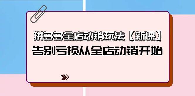 拼多多全店动销玩法【新课】，告别亏损从全店动销开始（4节视频课）安创网-网创项目资源站-副业项目-创业项目-搞钱项目安创网