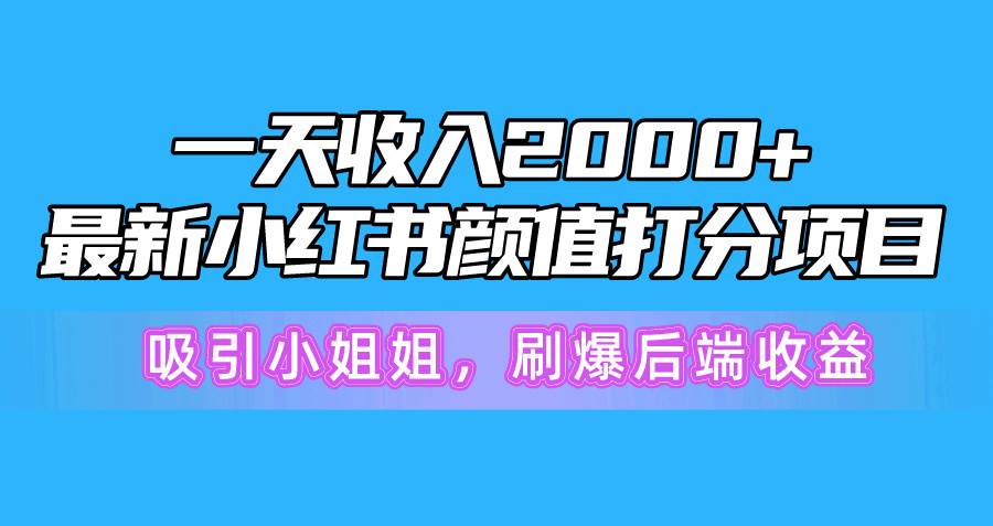 一天收入2000+，最新小红书颜值打分项目，吸引小姐姐，刷爆后端收益安创网-网创项目资源站-副业项目-创业项目-搞钱项目安创网