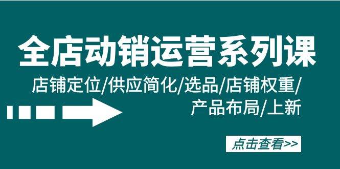 全店·动销运营系列课：店铺定位/供应简化/选品/店铺权重/产品布局/上新安创网-网创项目资源站-副业项目-创业项目-搞钱项目安创网
