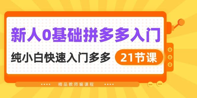 新人0基础拼多多入门，纯小白快速入门多多（21节课）安创网-网创项目资源站-副业项目-创业项目-搞钱项目安创网