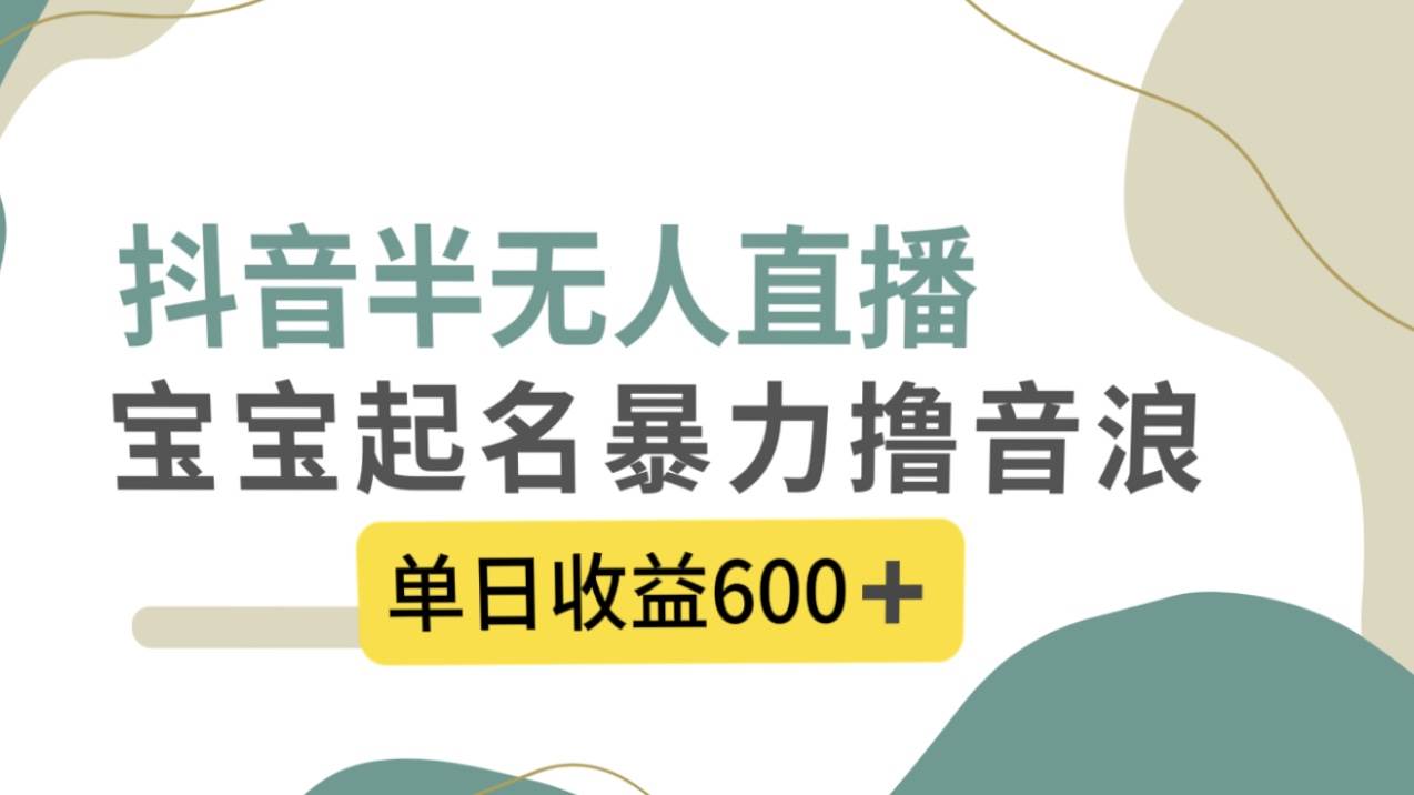 抖音半无人直播，宝宝起名，暴力撸音浪，单日收益600+安创网-网创项目资源站-副业项目-创业项目-搞钱项目安创网