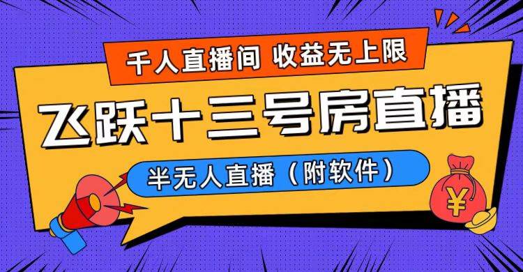 爆火飞跃十三号房半无人直播，一场直播上千人，日入过万！（附软件）安创网-网创项目资源站-副业项目-创业项目-搞钱项目安创网