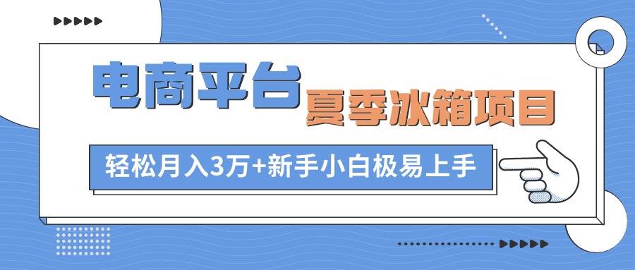 电商平台夏季冰箱项目，轻松月入3万+，新手小白极易上手安创网-网创项目资源站-副业项目-创业项目-搞钱项目安创网