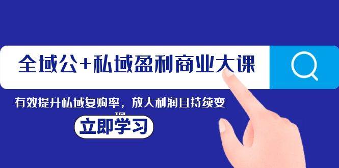 全域公+私域盈利商业大课，有效提升私域复购率，放大利润且持续变现安创网-网创项目资源站-副业项目-创业项目-搞钱项目安创网