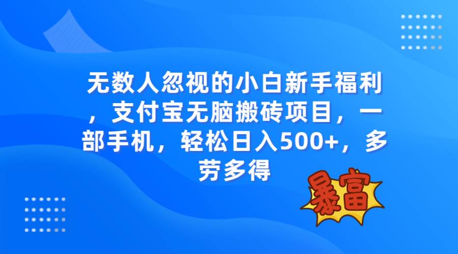 无数人忽视的项目，支付宝无脑搬砖项目，一部手机即可操作，轻松日入500+安创网-网创项目资源站-副业项目-创业项目-搞钱项目安创网