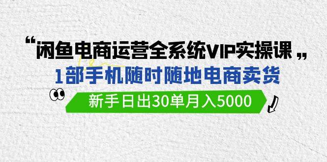闲鱼电商运营全系统VIP实战课，1部手机随时随地卖货，新手日出30单月入5000安创网-网创项目资源站-副业项目-创业项目-搞钱项目安创网