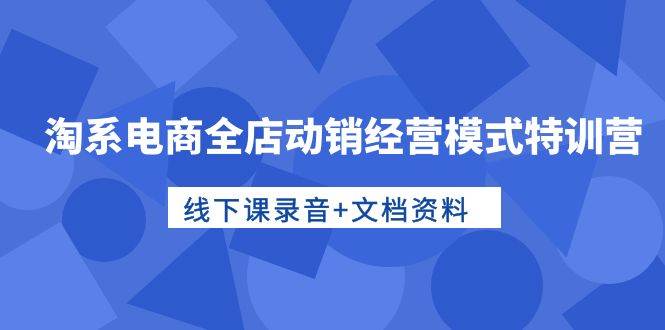 淘系电商全店动销经营模式特训营，线下课录音+文档资料安创网-网创项目资源站-副业项目-创业项目-搞钱项目安创网