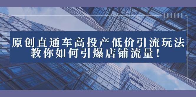 2023直通车高投产低价引流玩法，教你如何引爆店铺流量！安创网-网创项目资源站-副业项目-创业项目-搞钱项目安创网