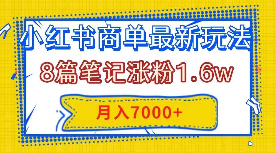 小红书商单最新玩法，8篇笔记涨粉1.6w，几分钟一个笔记，月入7000+安创网-网创项目资源站-副业项目-创业项目-搞钱项目安创网