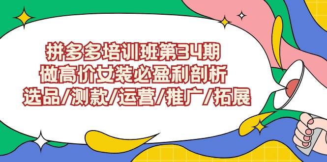拼多多培训班第34期：做高价女装必盈利剖析  选品/测款/运营/推广/拓展安创网-网创项目资源站-副业项目-创业项目-搞钱项目安创网