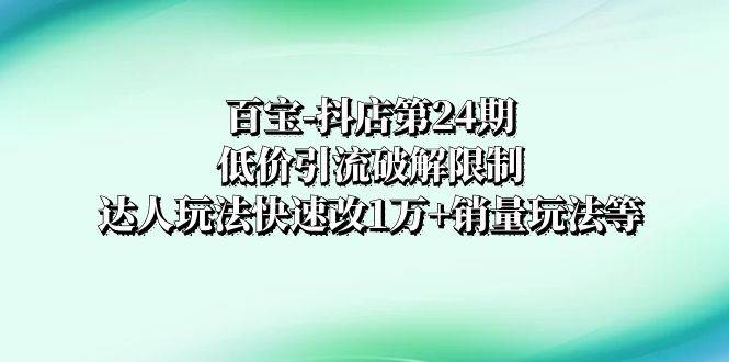 百宝-抖店第24期：低价引流破解限制，达人玩法快速改1万+销量玩法等安创网-网创项目资源站-副业项目-创业项目-搞钱项目安创网