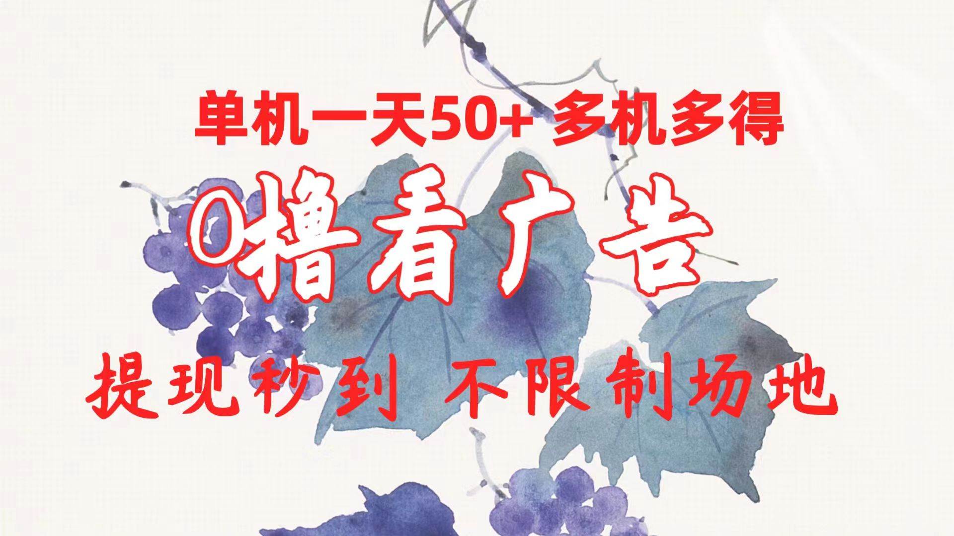0撸看广告 单机一天50+多机多得 提现秒到 不限制场地操作安创网-网创项目资源站-副业项目-创业项目-搞钱项目安创网
