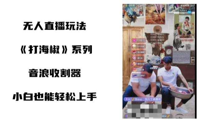打海椒无人直播整蛊项目，小白轻松上手撸音浪收割器（教程+工具+素材）安创网-网创项目资源站-副业项目-创业项目-搞钱项目安创网