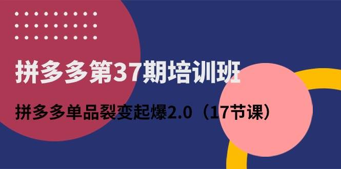 拼多多第37期培训班：拼多多单品裂变起爆2.0（17节课）安创网-网创项目资源站-副业项目-创业项目-搞钱项目安创网
