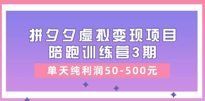 某收费培训《拼夕夕虚拟变现项目陪跑训练营3期》单天纯利润50-500元安创网-网创项目资源站-副业项目-创业项目-搞钱项目安创网
