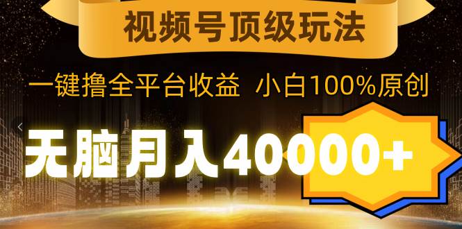 视频号顶级玩法，无脑月入40000+，一键撸全平台收益，纯小白也能100%原创安创网-网创项目资源站-副业项目-创业项目-搞钱项目安创网