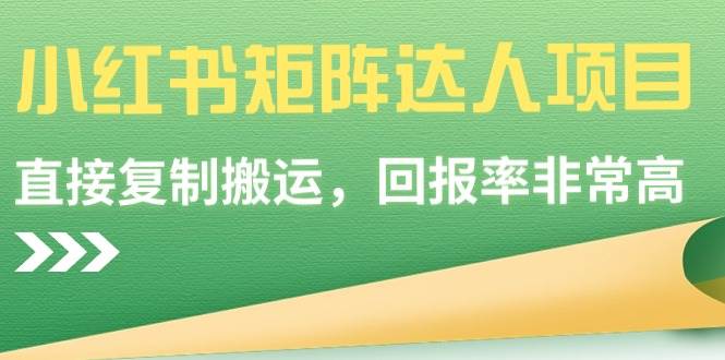 小红书矩阵达人项目，直接复制搬运，回报率非常高安创网-网创项目资源站-副业项目-创业项目-搞钱项目安创网
