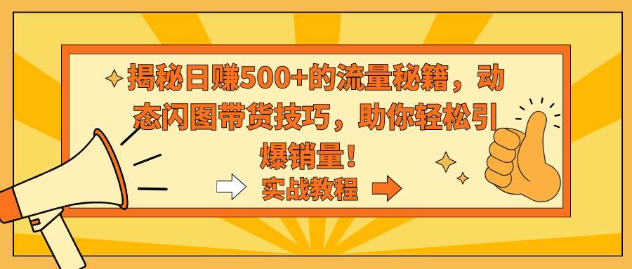 揭秘日赚500+的流量秘籍，动态闪图带货技巧，助你轻松引爆销量！安创网-网创项目资源站-副业项目-创业项目-搞钱项目安创网