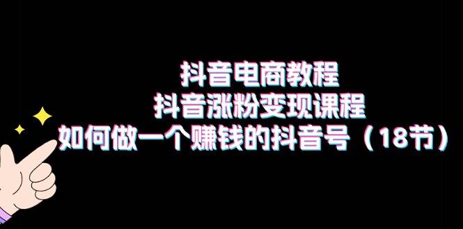 抖音电商教程：抖音涨粉变现课程：如何做一个赚钱的抖音号（18节）安创网-网创项目资源站-副业项目-创业项目-搞钱项目安创网