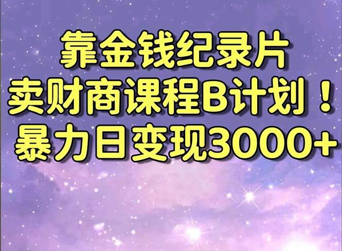 靠金钱纪录片卖财商课程B计划！暴力日变现3000+，喂饭式干货教程！安创网-网创项目资源站-副业项目-创业项目-搞钱项目安创网